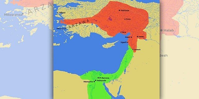 Границы Хеттской и Египетской империй к 1279 году